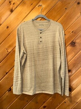Hawker Rye marled tan long sleeve Henley shirt